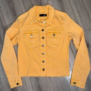 Kut from the Kloth Kara Jacket No Waist Fray Botton Mustard Womens Size Medium M